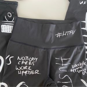 Motivational workout leggings HTFU